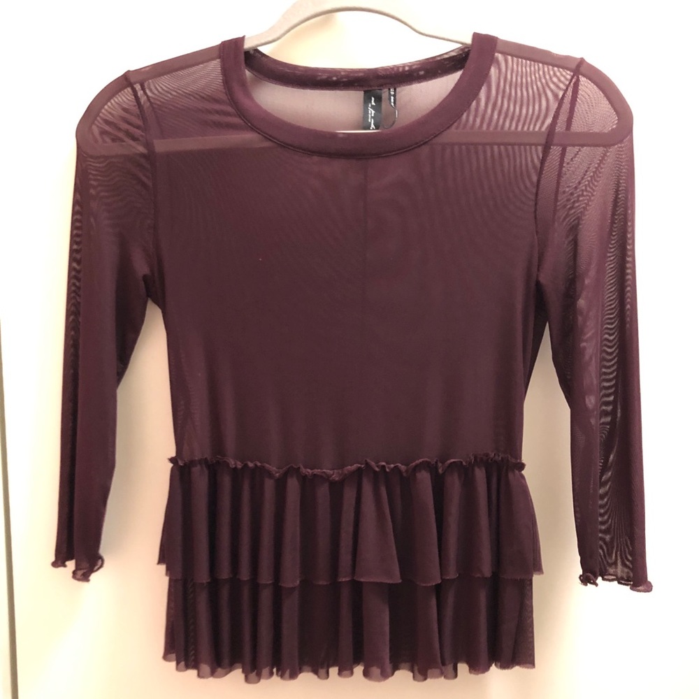 Urban Outfitters Maroon Sheer Top